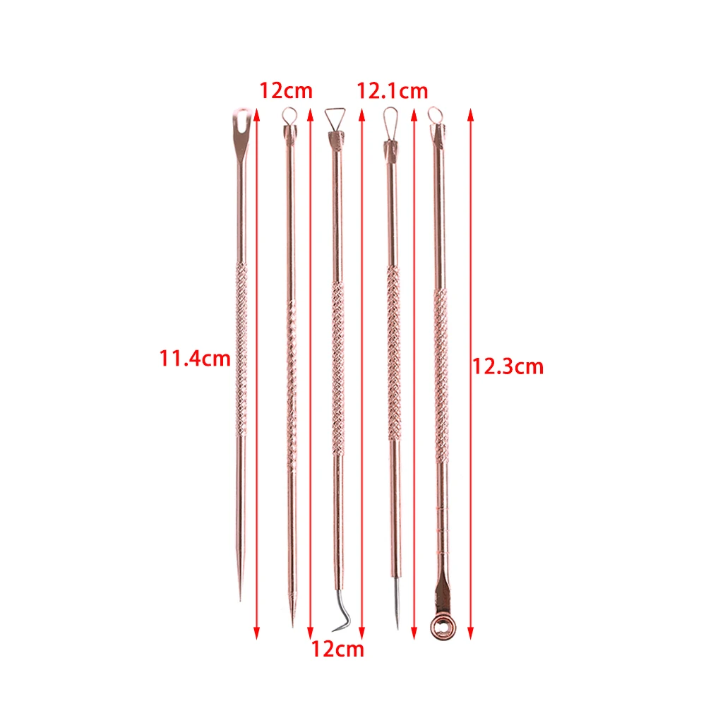 Новые 5 шт розовое золото из нержавеющей угри, акне, недостатки кожи для удаления прыщей экстрактор набор иголок