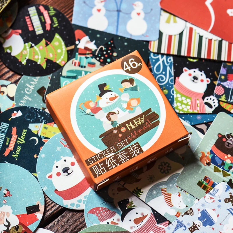

2packs/lot Winter Merry Christmas Decoration Paper Diary Sticker Christmas Tree DIY Gift Card Seal Label Scrapbooking Supplies