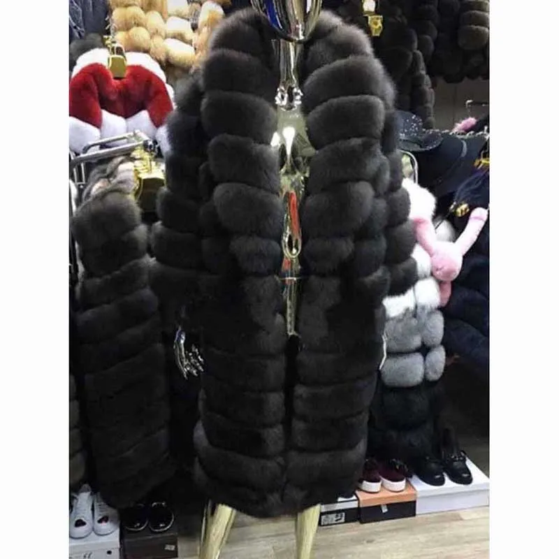 Tatyna, меховой клуб, натуральный мех, Женское пальто, зимнее, натуральный Лисий мех, куртка, пальто, женская Толстая теплая верхняя одежда, модное меховое пальто, воротник коричневый