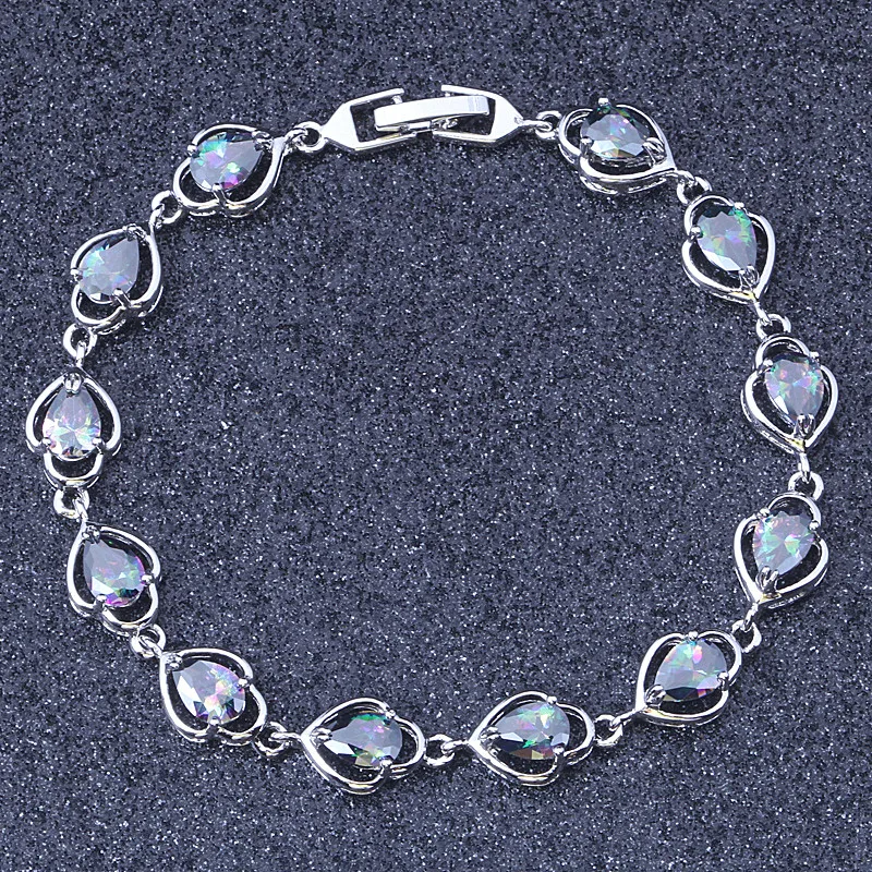 Мода Радуга и белый циркон серебряный цвет наложения для женщин браслет S158