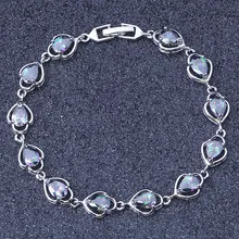 Мода Радуга и белый циркон серебряный цвет наложения для женщин браслет S158