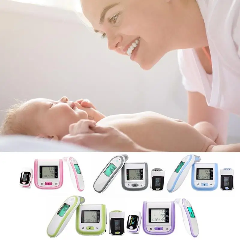 3pcs LED Fingertip Pulse Oximeter& Wrist Blood Pressure Monitor& Baby Infrared Thermometers Household Health Care Device