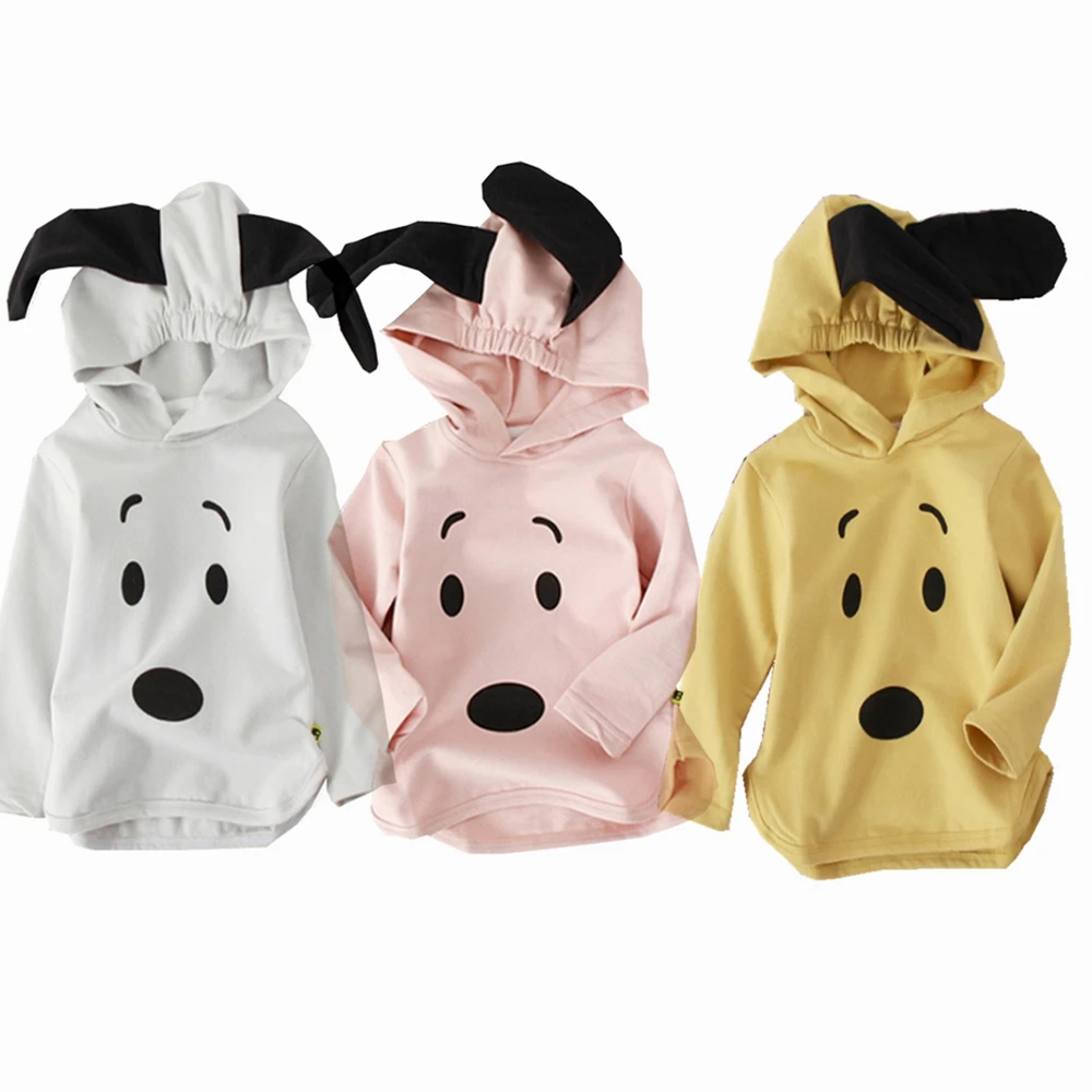 

New Arrival Free Shipping 2019 Spring Autumn Baby GirlHooded Coat Long Sleeve Sweater Jacket Cartoon Big Ear Dog Costume Outfit