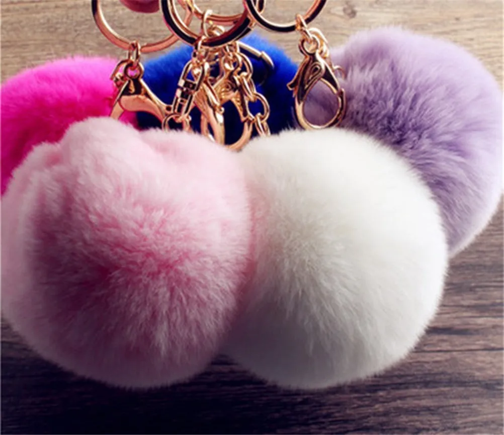 

Trinket Artificial Fur Ball Keychain Pompom Fur Keychains On The Bag Cute Fluffy Faux Pompon Pendant Accessories 9 Color