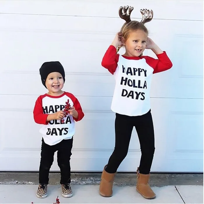 

Emmababy Christmas T-Shirts Baby boys Clothes Baby Girls Clothing Long Sleeve Cotton Boy&Girls T Shirts Funny Letter Outfits