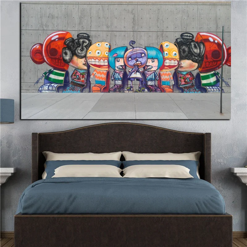 Graffiti Banksy Canvas Painting Street Pop Art Utopia Painting 3D Cartoon Figure HD Prints Wall Picture for Living Room Cuadros (2)