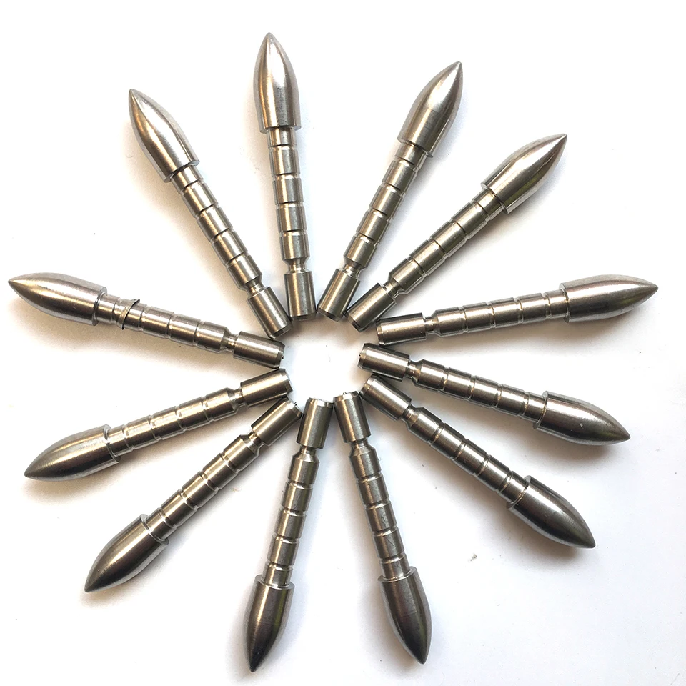 

DIY 70 80 90 100 110 120 Grain Stainless Steel Bullet Point Tip For ID 4.2 mm Arrow Shaft Arrow Head Archery Accessory Bow