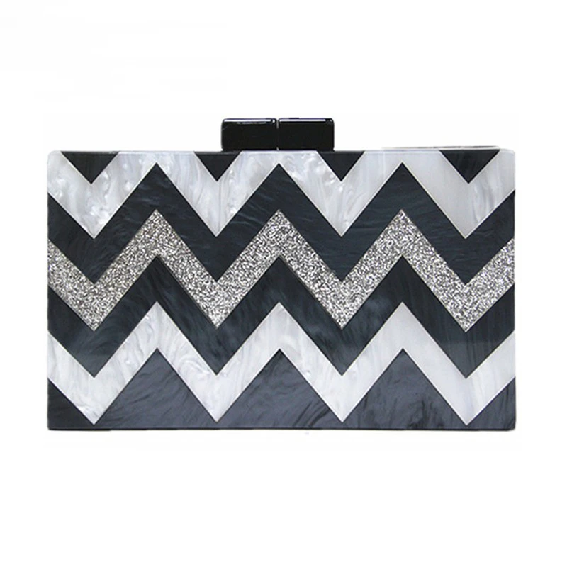 

2019 Women Messenger Bag New Brand Fashion Wallet Luxury Party Prom Bag Elegant Lady Evening Bag Casual Striped Acrylic Clutch