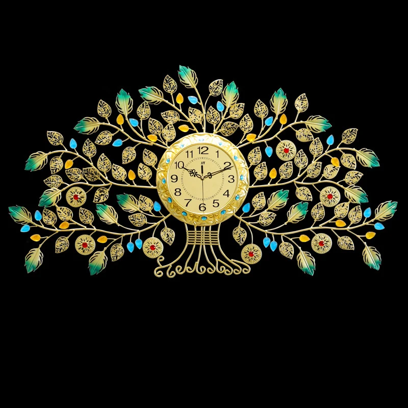 

Luxury Crystal Large Wall Clock Modern Design Tree Watch Clocks Wall Home Decor Living Room Digital Mute Quartz Creative Klock