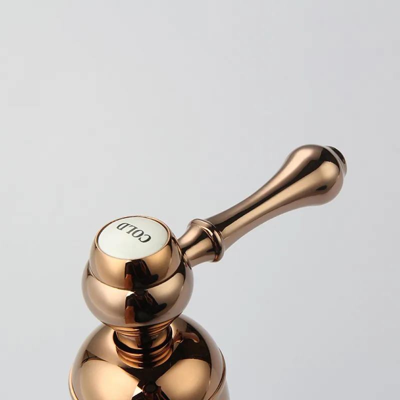 ارتفع الذهب الفاخرة جميع النحاس الشلال بالوعة الحمام صنبور حوض الغرور خلاط صنبور