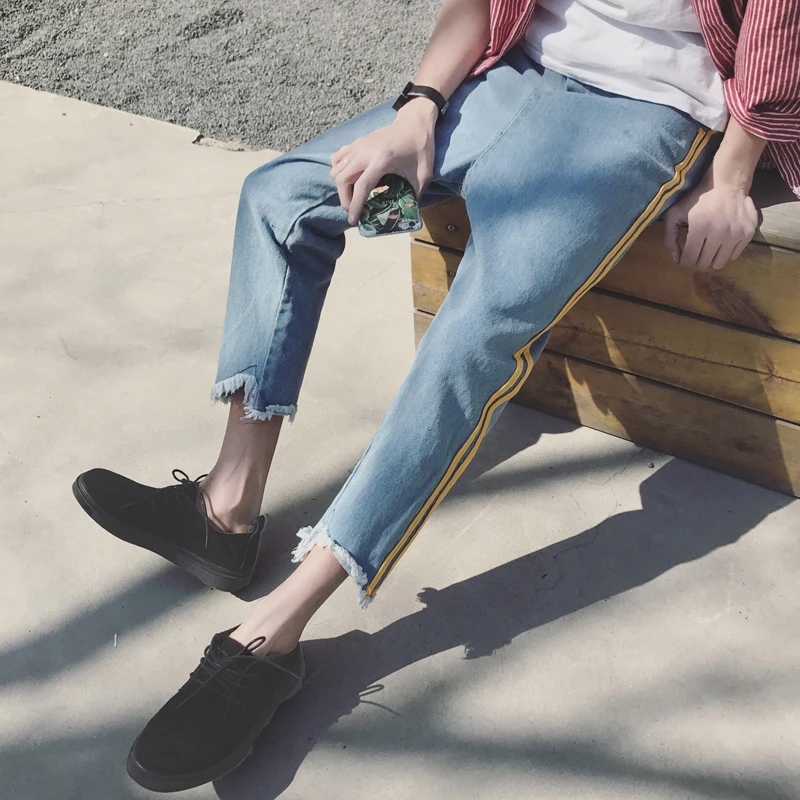 new summer brand Male Bottom Leg Broken Trouser Ankle-Length men baggy Blue Jeans ankle zipper hombre Haren Pants Man big size new summer brand Male Bottom Leg Broken Trouser Ankle-Length men baggy Blue Jeans ankle zipper hombre Haren Pants Man big size