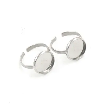 

10 pcs 12mm Stainless Steel Openings Ring DIY Empty DIYJewelry Adjustable Jewelry Finger Rings Findings Accessories