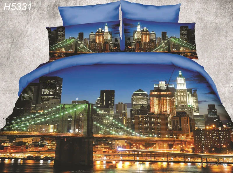 Hd Digital 3d Bedding Set New York 3d Comforter Cover Night View