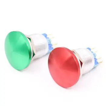 

22mm Metal Aluminum Switch Push Button Mushroom Emergency Stop Push Button Waterproof Switch momentary 1NO 1NC 22MG/L.F.C