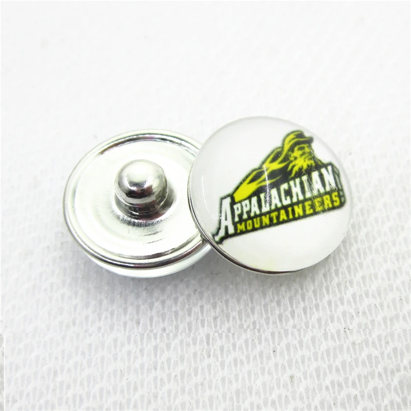 

10pcs Appalachian State Snap buttons 18mm Glass Sports snap buttons Diy Snaps Jewelry Bracelet&bangles charms