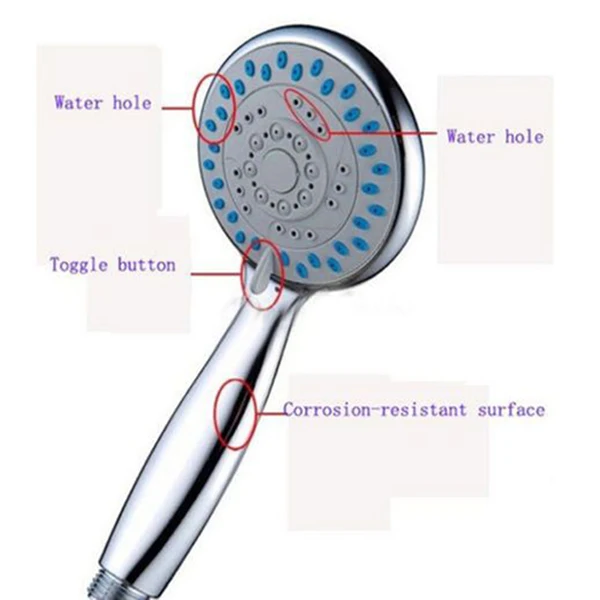 

Chrome Plating Anti-limescale Home Bathroom Universal 5 Mode Function Handheld Shower Head MAL999