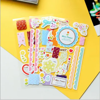 

50packs/lot New sweet lace series decoration Sticker Cartoon DIY Stickers/Sign post Stationery Office &amp; School Supplies GT313