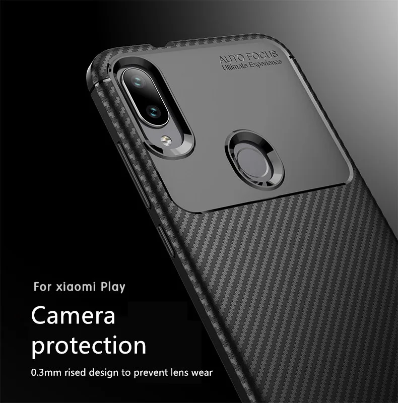 Чехол для Xiaomi Mi Play роскошный ударопрочный углеродный высококачественный мягкий