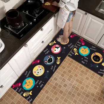 

50x80CM+50x160CM/50x180CM Long Kitchen 3d Carpets Mats Anti-Skid Suction Oil Polyester Cotton Kitchen Rug Floor Mat 2Pcs/Set
