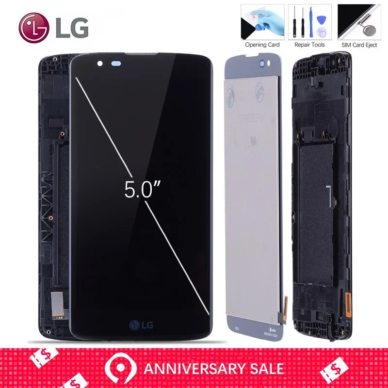 

ORIGINAL 1280x720 5.0'' LCD for LG K8 2016 LCD Display Touch Screen with Frame K350N K350E K350DS LTE 4G Digitizer Replacement
