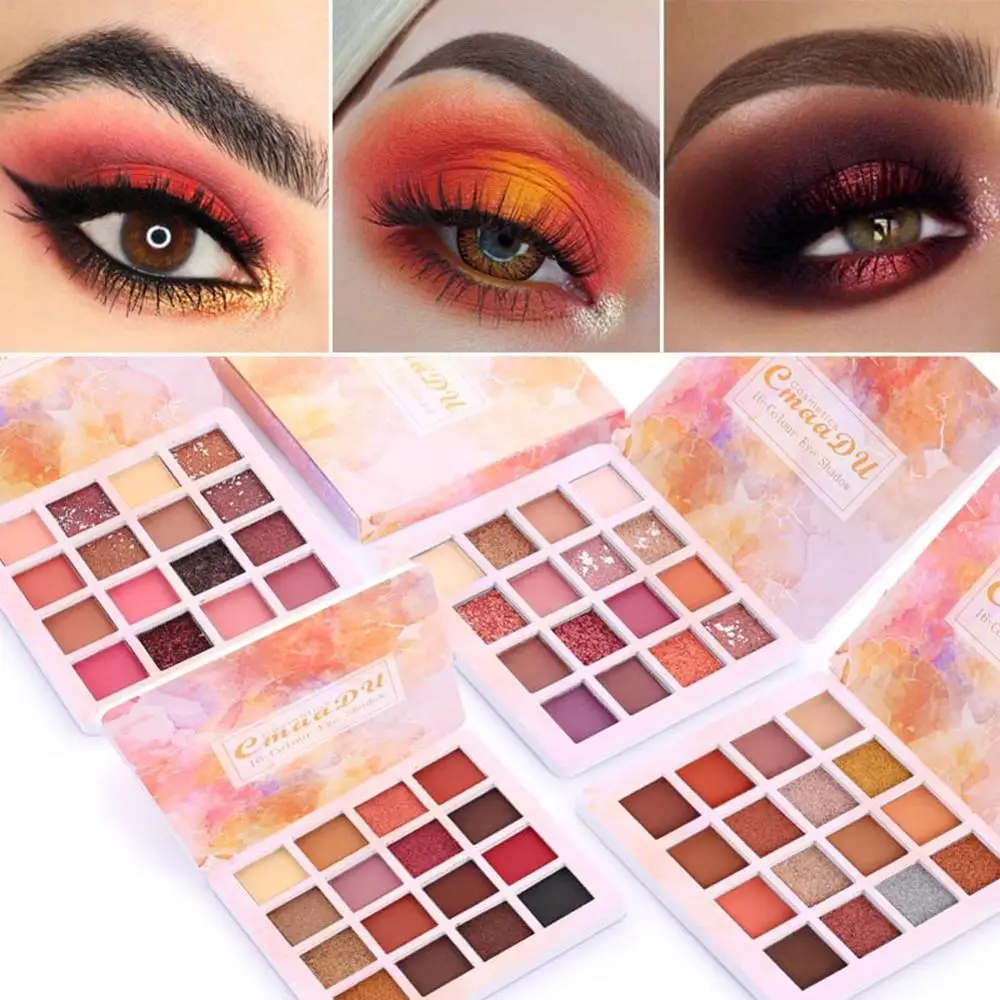 16-Color Eyeshadow Palette Waterproof Smudge-Proof Lasting Colorfast Matte Shimmer Shining Eye Shadow