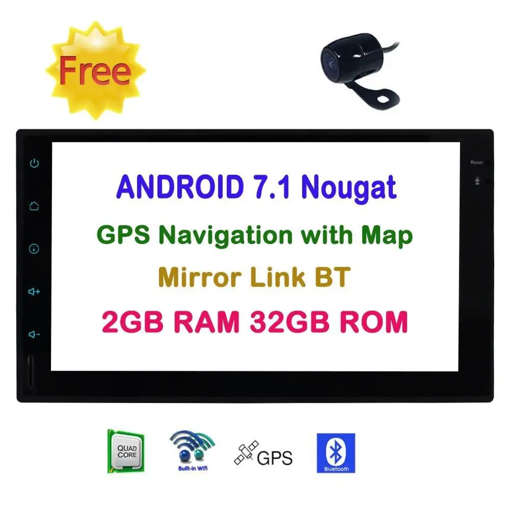 Android 7 1 2Din автомобильный стерео Восьмиядерный ''gps Навигация FM/AM радио аудио