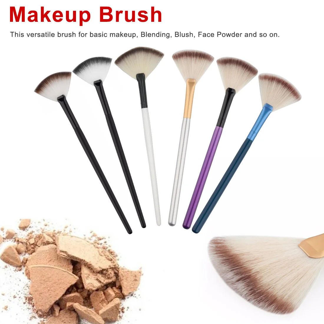 White 1Pcs Fan Shape Powder Concealer Blending Brush Professional Highlighter Foundation Cosmetic Brush Make Up Accessories