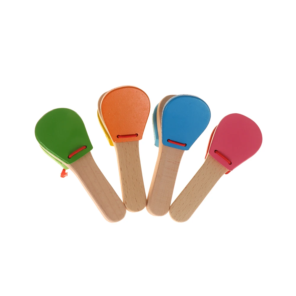 

Brand New Creative Wooden Castanet Clapper Handle Musical Instrument Toy For Children Early Educational Toy