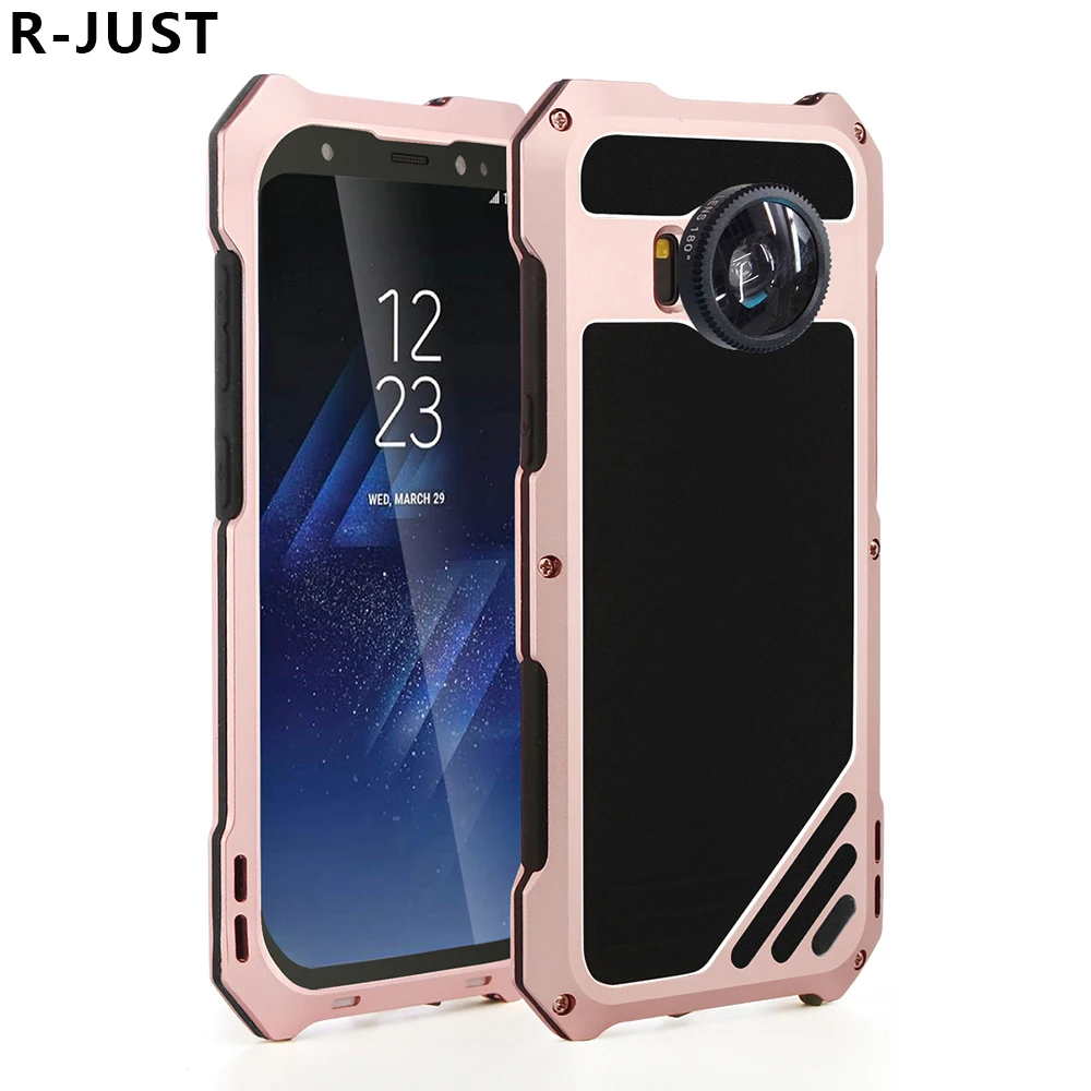 

R-JUST For Samsung S8 Plus Case Cover Luxury Hard Aluminum Alloy Silicone Full Cover Armor Lens Phone Case for Samsung S8 Cover