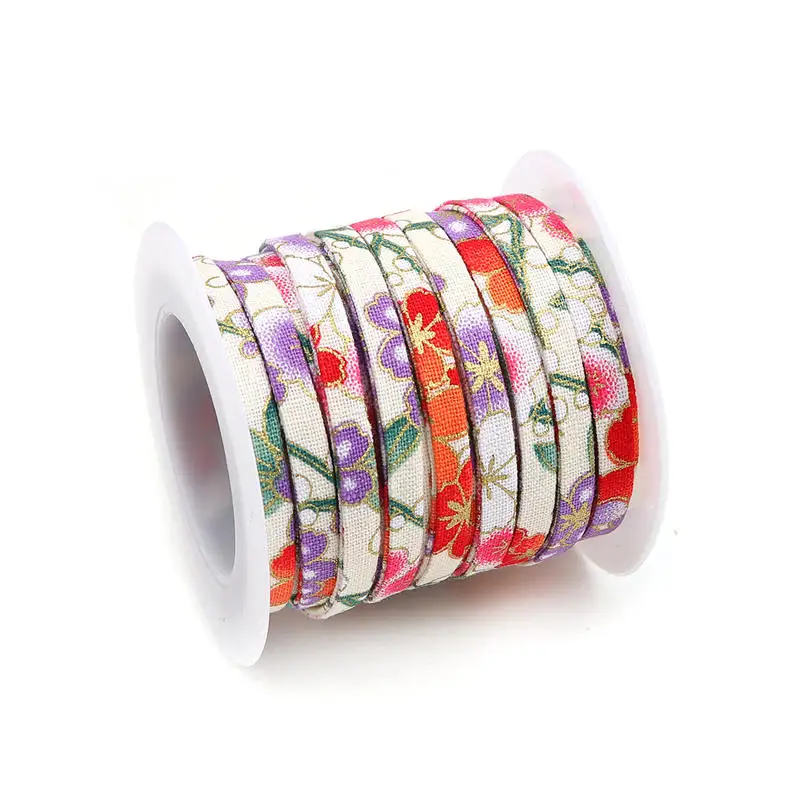 Хлопковая кружевная лента с разноцветным принтом, ткань для шитья и рукоделия, украшения для свадебной вечеринки, подарочная упаковка, 5 мм, 1 рулон(около 5 м/рулон