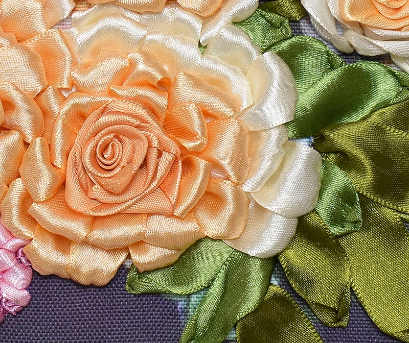 3D необработанные напечатанные DIY рукоделие узоры наборы для ленточки ручной работы наборы вышивки, розы цветы 38X48 см