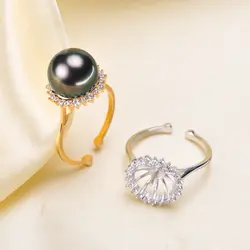 2 Цвет 925 Sterling Silver Pearl Ring Мода палец кольцо Регулируемый кольцо ювелирных изделий Запчасти арматура аксессуары, 3 шт./лот