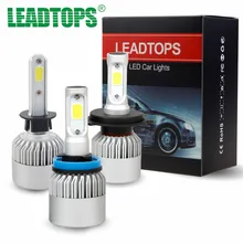LEADTOPS H1 H4 LED H7 H11 9003 HB2 H3 H8 H9 COB S2 Auto Car Headlight 72W 8000LM High All In One Automobiles Lamp 6500K 12V EA