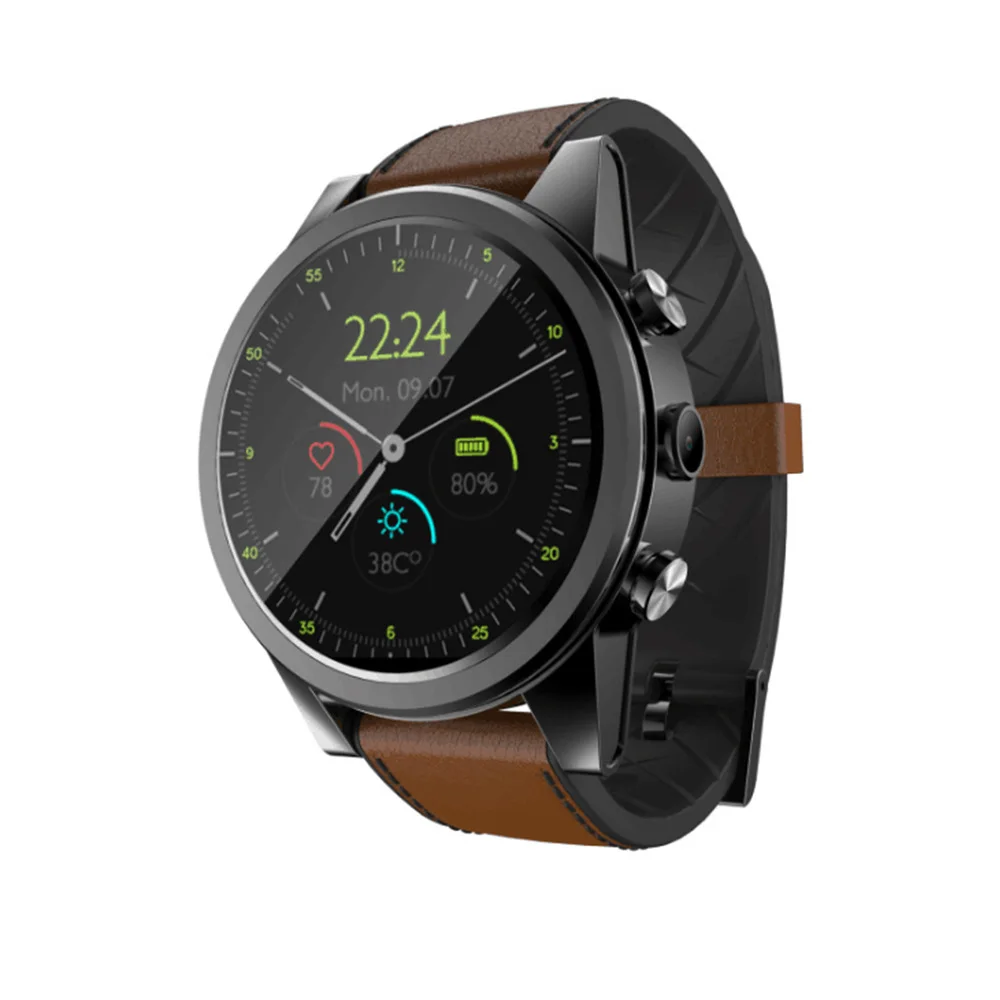 X360 4G LTE Android 7,1 Смарт-часы 1,6 дюймов Большой экран круглый WiFi gps Sim карта 4G Smartwatch телефон монитор сердечного ритма камера - Цвет: Brown