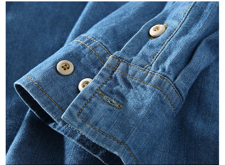 Весна хлопок Мужская джинсовая рубашка с длинным рукавом мягкие тонкие джинсы размера плюс 3XL два передних кармана