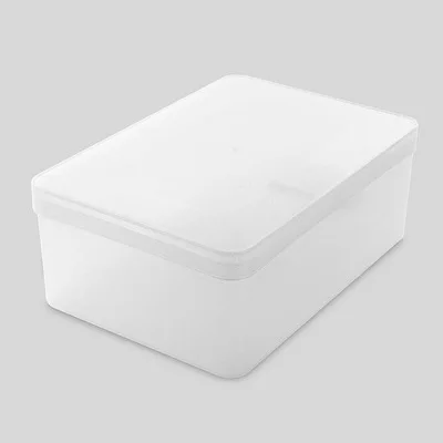 Прозрачная пластиковая крышка может быть наложена коробка для хранения одежды настольная коробка для хранения косметики кухонная прямоугольная коробка для хранения - Цвет: Прозрачный