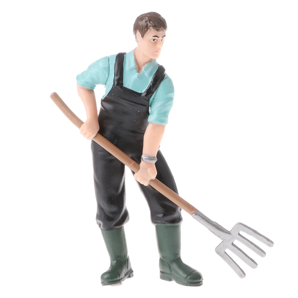 Simulation People Model Farmer with Rake Action Figures Kids Toy Gift