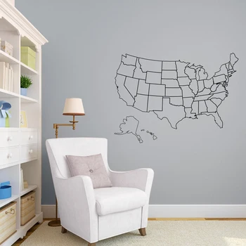 

Outlined United States Map with Optional Fill in States - Wall Decal Custom Vinyl Art Stickers for Schools, Libraries C-25
