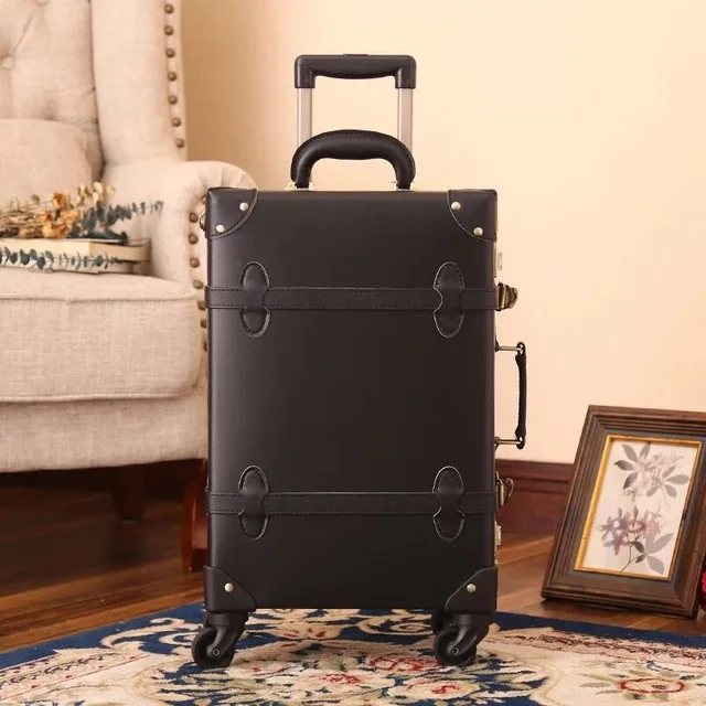 2" 22" 2" Дюймов ПУ кожа тележки чемоданы и дорожные сумки valise cabine valiz koffer maletas чемодан носить на колесах багаж - Цвет: Хаки