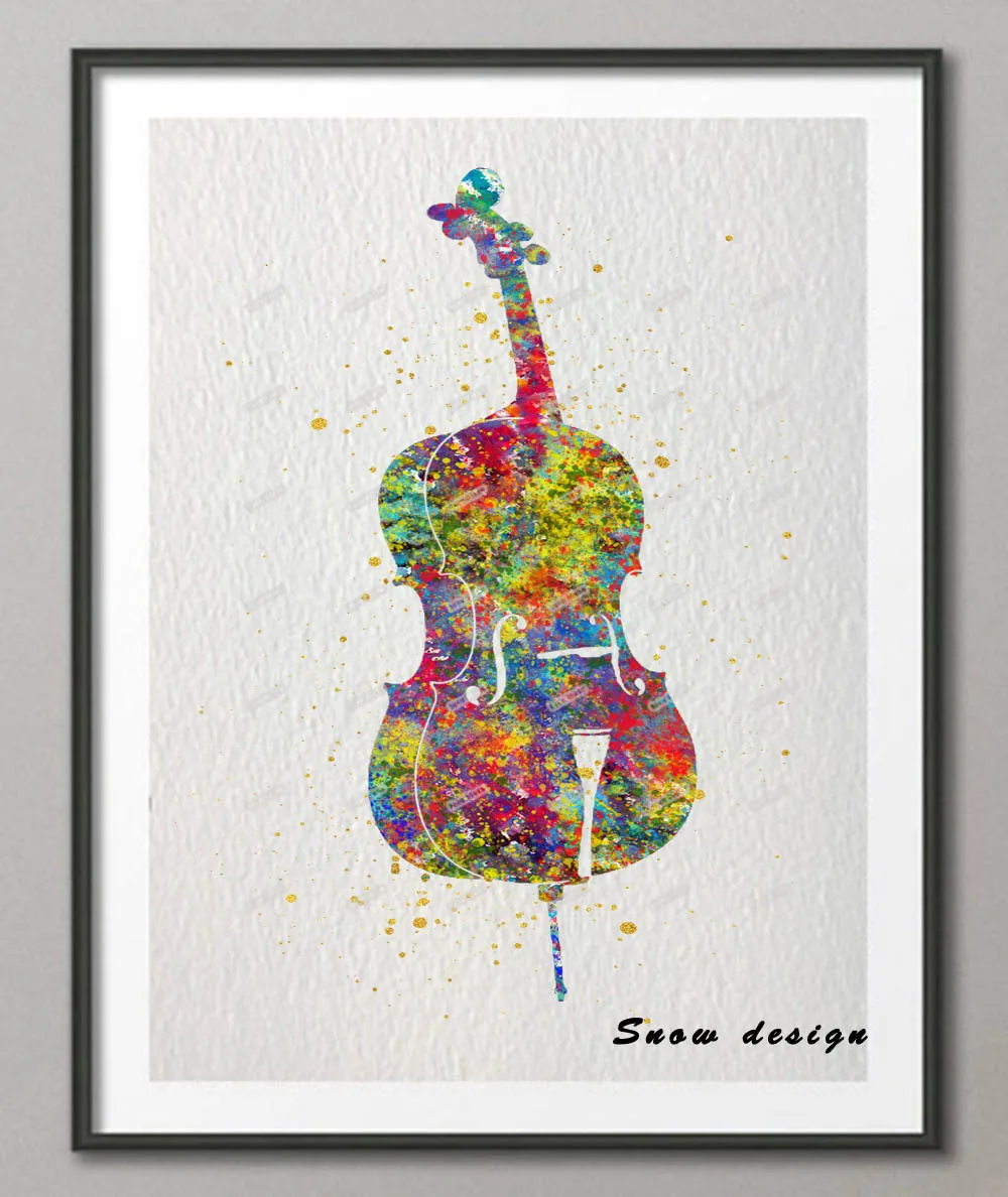 DIY Original watercolor Violin Cello wall art canvas