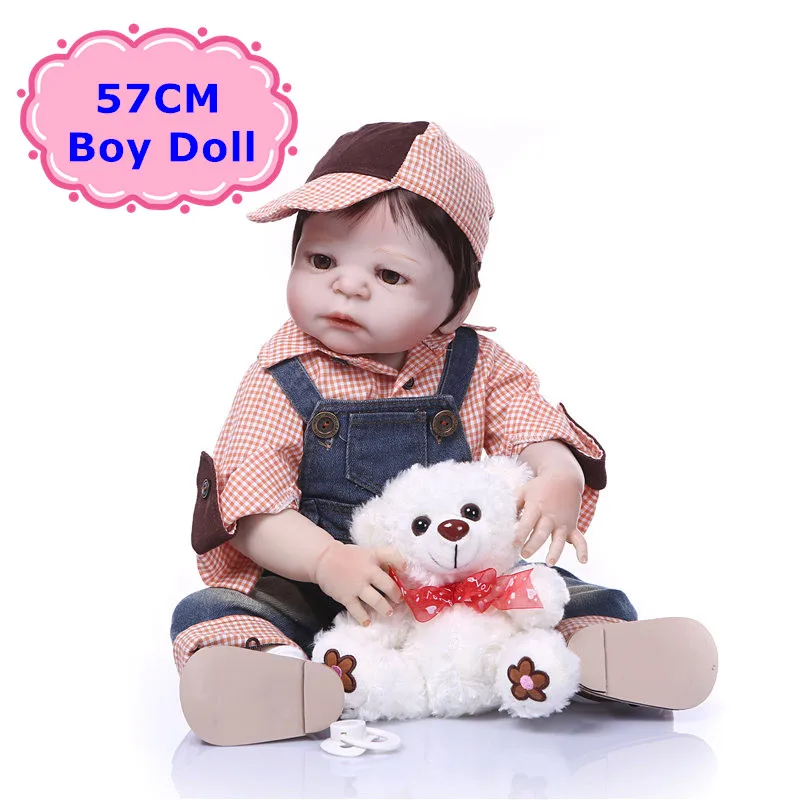 

NPK Bebe 57cm Full Body Silicone Reborn Baby Boy Doll Toys Lifelike Baby Reborn Doll Kids Child Birthday Gift Baby Bath Toys