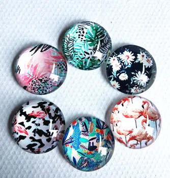 

30pcs/lot (Mixed 6 styles)spring and summer style flower and bird Glass cabochons for bracelet nacklace rings