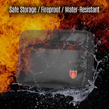 

Double Layers Portable Large Safe Organizer Water Resistanct Carrying Box with Strap 28.5 * 20.5cm Fireproof Bag Zipper Closure
