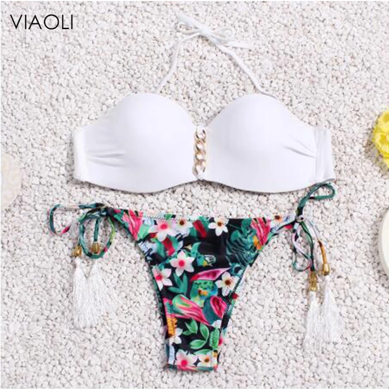 

VIAOLI New Brazilian Bikini set String Reversible Bathing Suit Halter Bikinis Women Swimwear Swimsuit Biquinis maillot de bain