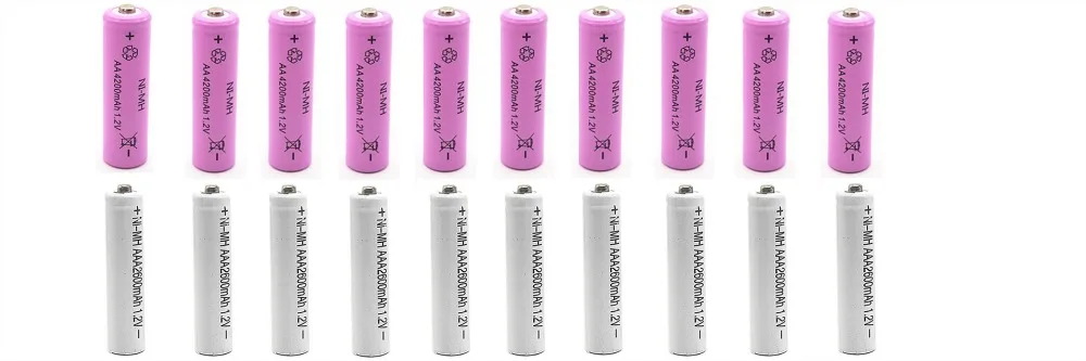 4/8/10/12/16/20 шт 1,2 V Никель-металлогидридные AA 4200 mah + ААА 2600 mah Перезаряжаемые батарейки ni-mh аккумуляторная батарея аа для игрушечная камера