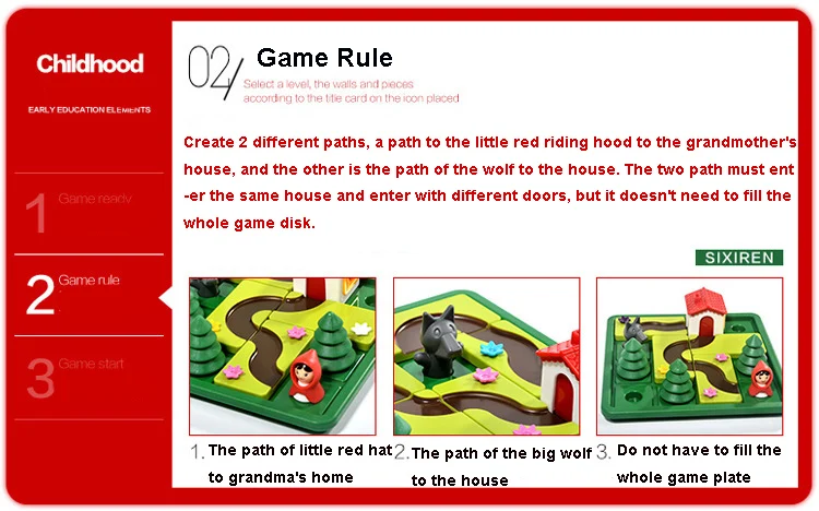 Воспитание игрушка-головоломка доска ролевая игра красная шляпа и большой серый волк обучение логическое мышление детские настольные игры