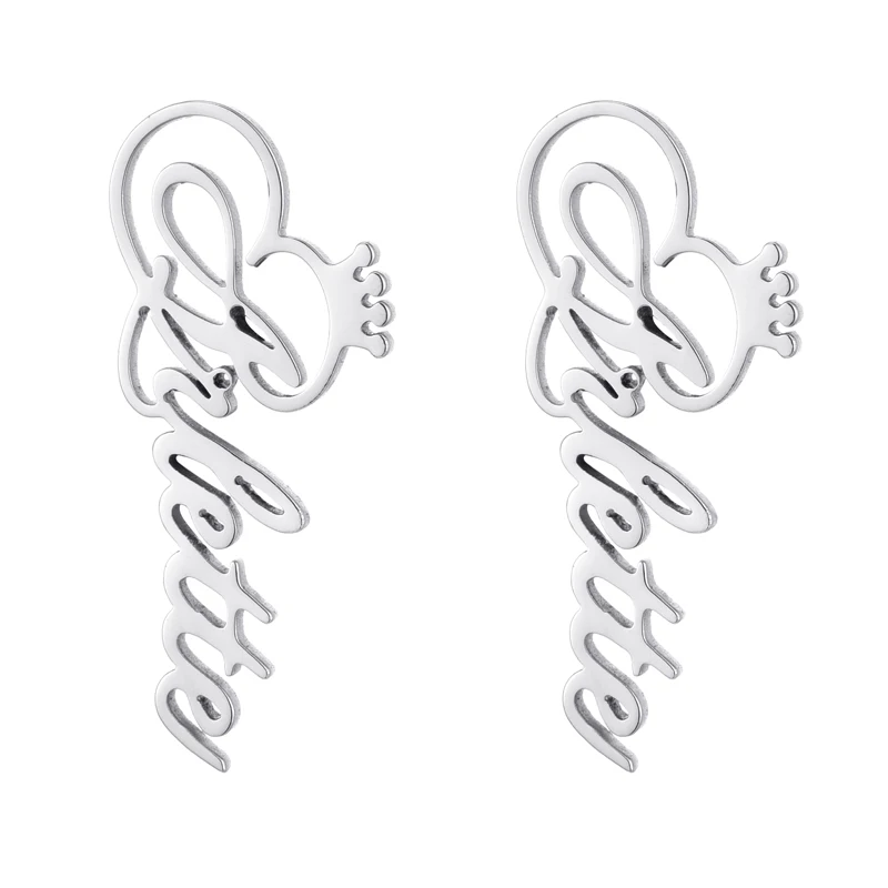 Crown Stud Earrings Personalize Name Earring For Women Stainless Steel Customize Letter Piercing Christmas Gift |