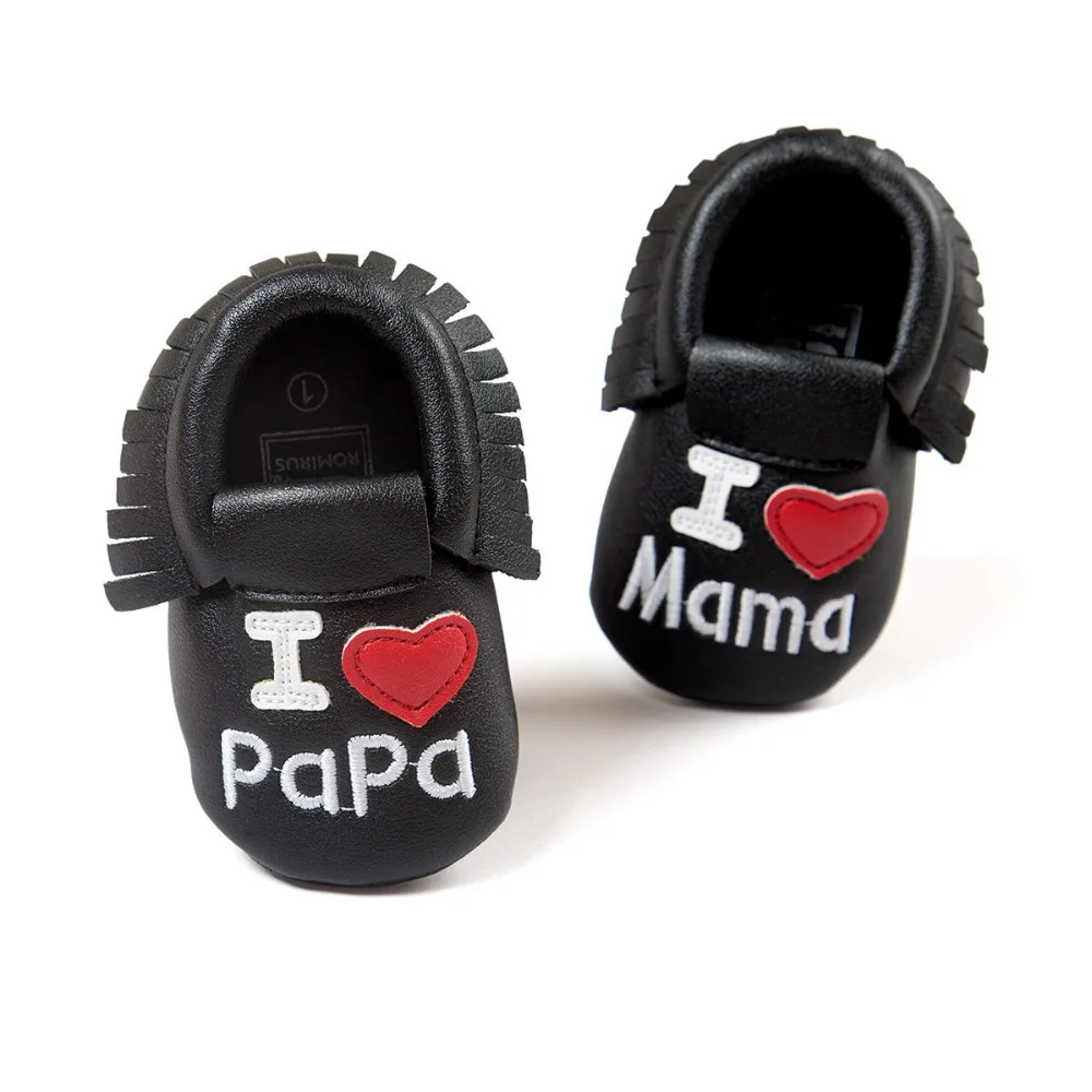 I love papa mama кожаные детские мокасины для девочек и мальчиков; популярные моксы; кроссовки; мягкая подошва; Модные кисточки; новорожденный младенец; ShoesCX120C