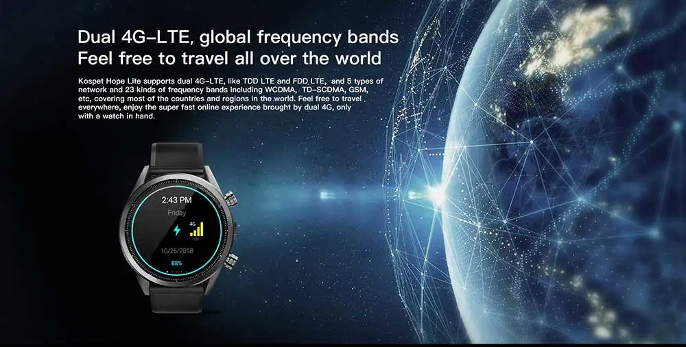 Kospet Hope Lite 4G Смарт-часы телефон 1,39 ''Android 7,1 MTK6739 четырехъядерный 1 ГБ ОЗУ 16 Гб ПЗУ водонепроницаемые 620 мАч 8,0 МП умные часы