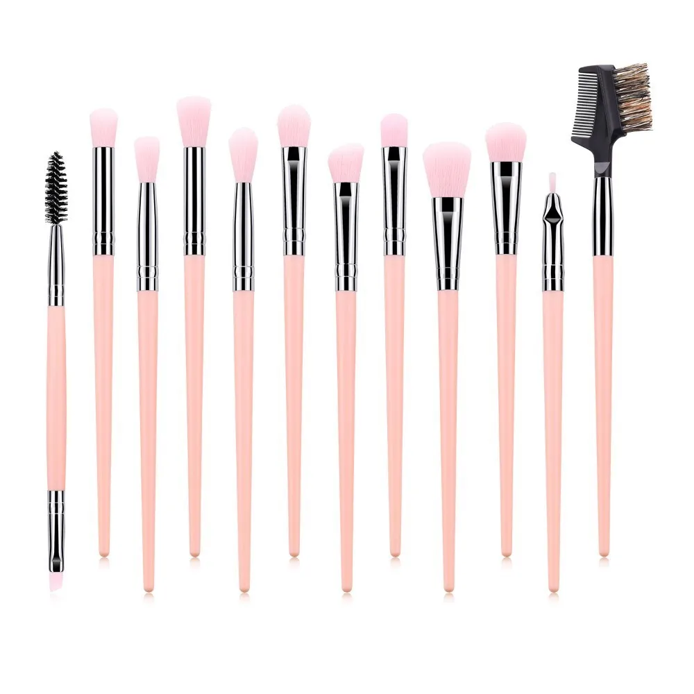 3-12pcs Makeup Brushes Set Professional Make Up Brushes Set Eye Shadow Blending Eyeliner Eyelash Eyebrow Brush For Makeup Tool - Handle Color: 12pcs FXS